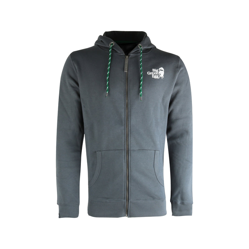 Donkergrijze hoodie met rits & kap - Big Green Egg